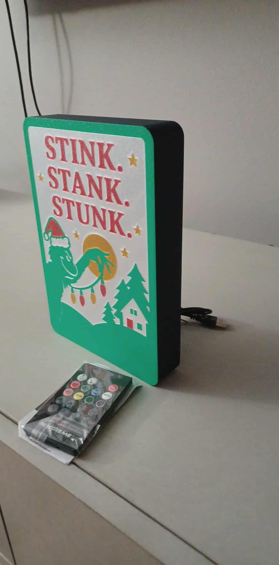 Grinch Stink LED light box – custom 3D printed – Lit Layer Creations